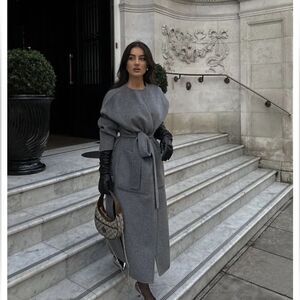 NWT ZARA Double-Faced Wool Blend Coat Grey SZ M-L